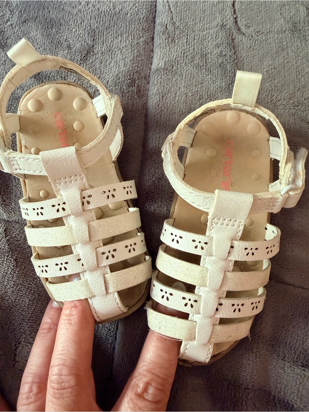 Carter's White Strappy Kids Sandals with Floral Cutouts